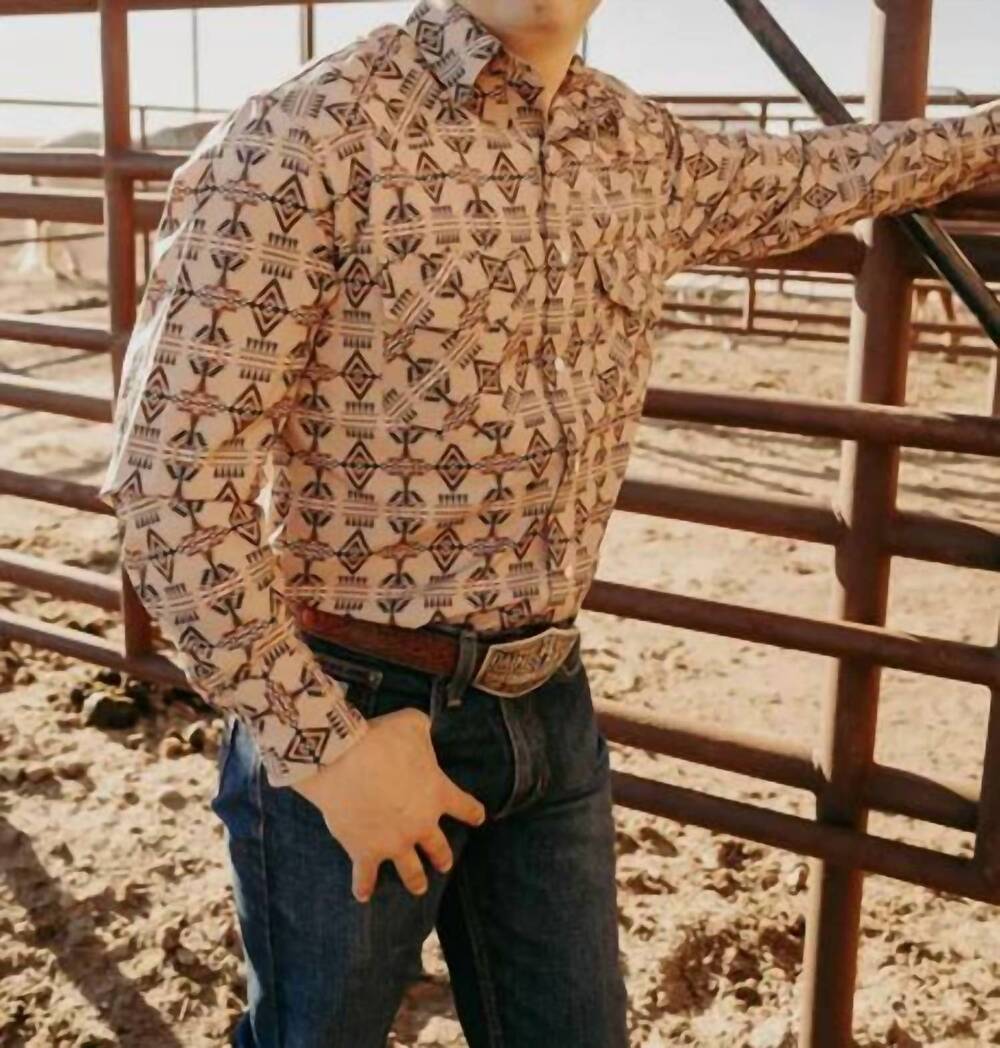 NEW STERLING KREEK sitting bull button up shirt in tan